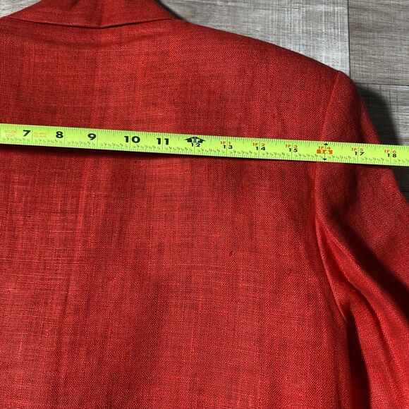 80s Vintage International Scene Red Linen Blazer Lined Double-Breasted Work - Picture 9 of 9
